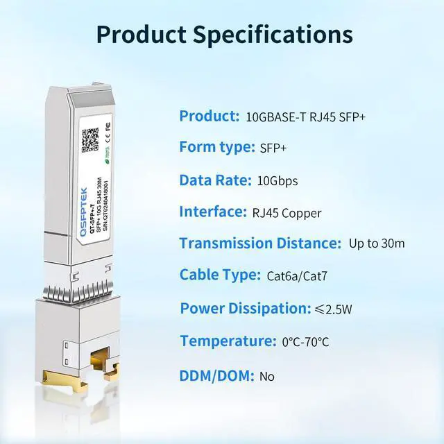Alt view image 6 of 7 - 2Pack 10GBASE-T SFP+ Module, SFP to RJ45 10G Copper Transceiver, 10Gbe SFP+ Ethernet Optical Mini-GBIC for Cisco SFP-10G-T-S, Ubiquiti UF-RJ45-10G, Netgear, Mikrotik, Supermicro, Fortinet, CAT6A/CAT7