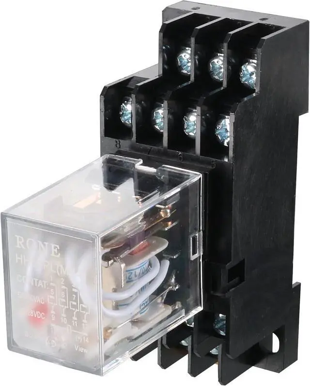 Alt view image 3 of 5 - 6 Pcs AC 110V/120V Coil 4PDT 35mm DIN Rail Power Relay + Socket