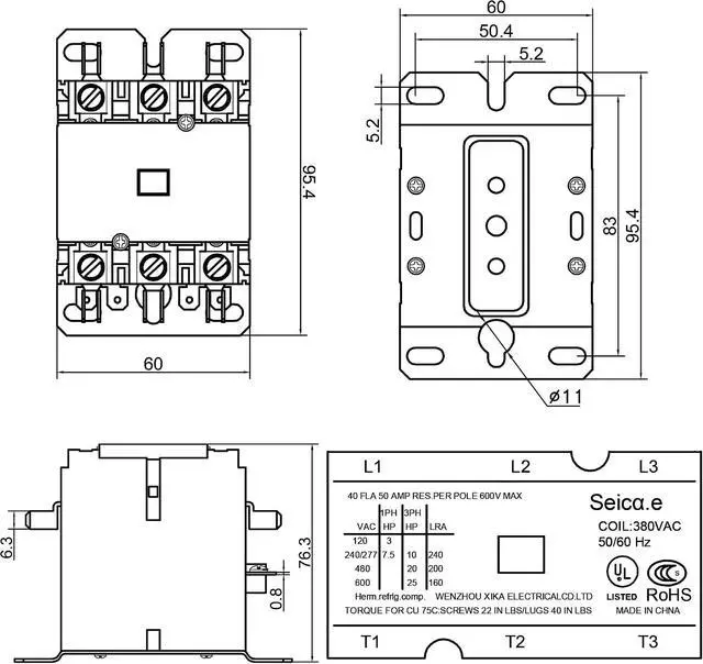 Alt view image 5 of 7 - 2 Pack Carrier HVAC Motor Contactor, 3 Pole 40 Amp 120V Coil Air Conditioner Contactor, AC Definite Purpose Contactor Replacement Relays, Air Conditioner Condenser Compressor