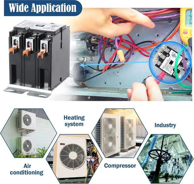 Alt view image 6 of 7 - 2 Pack Carrier HVAC Motor Contactor, 3 Pole 40 Amp 120V Coil Air Conditioner Contactor, AC Definite Purpose Contactor Replacement Relays, Air Conditioner Condenser Compressor