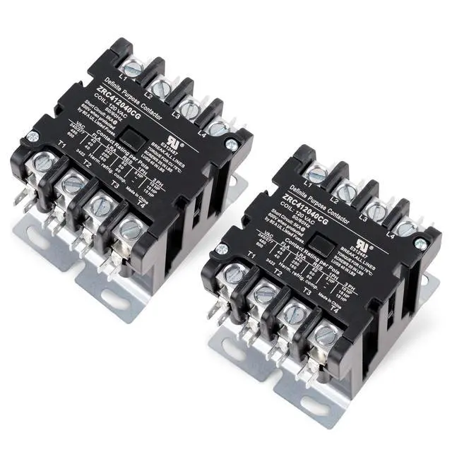 Main image of Ultra Durable 4 Pole Contactor 40 Amp 120 VAC Coil - Compatible for Relays, Air Conditioner, Heat Pump, Refrigeration Systems - Replaces HCCY4XT04CJ C25ENF440A 42CF25AF - Pack of 2