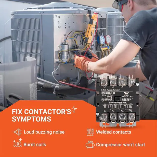 Alt view image 6 of 7 - Ultra Durable 4 Pole Contactor 40 Amp 120 VAC Coil - Compatible for Relays, Air Conditioner, Heat Pump, Refrigeration Systems - Replaces HCCY4XT04CJ C25ENF440A 42CF25AF - Pack of 2