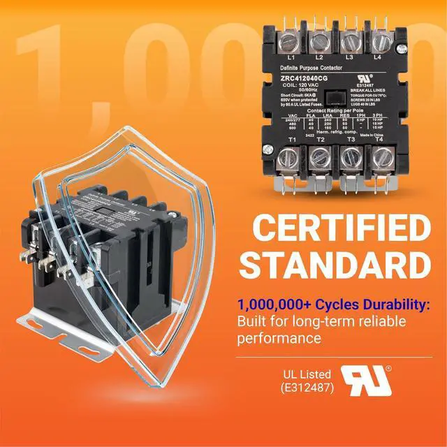 Alt view image 5 of 7 - Ultra Durable 4 Pole Contactor 40 Amp 120 VAC Coil - Compatible for Relays, Air Conditioner, Heat Pump, Refrigeration Systems - Replaces HCCY4XT04CJ C25ENF440A 42CF25AF - Pack of 2