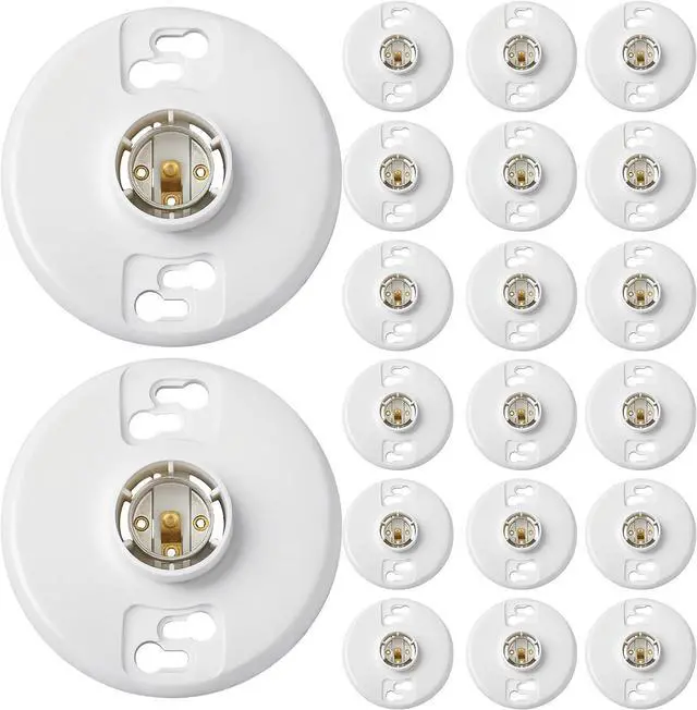 Main image of 20 Pcs E26 Medium Base Light Socket Replacement, Ul Listed Keyless Ceiling Lamp Holder, Light Bulb Socket, Compatible with LED CFL Incandescent Bulbs, 660w 250v (Phenolic Resin)