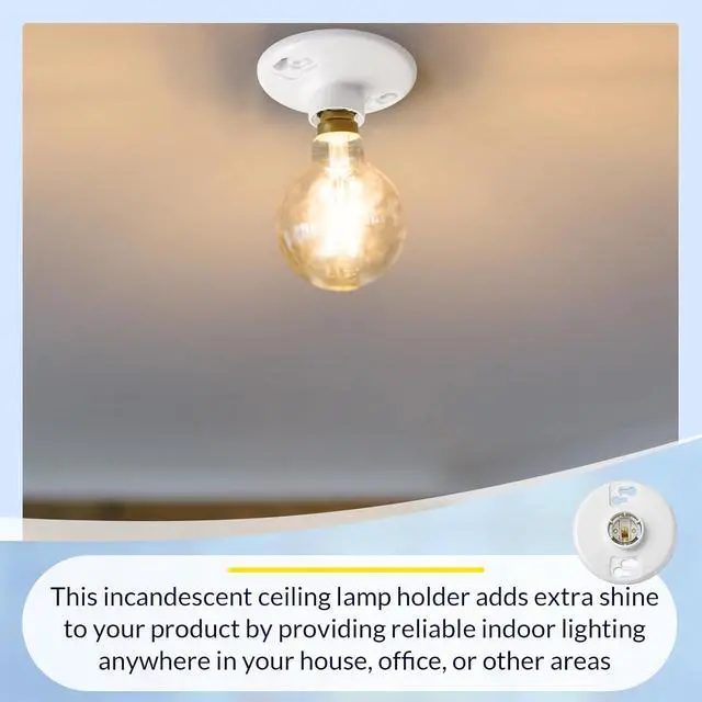 Alt view image 4 of 6 - 10 Pcs E26 Medium Base Light Socket Replacement, Ul Listed Keyless Ceiling Lamp Holder, Light Bulb Socket, Compatible with LED CFL Incandescent Bulbs, 660w 250v (Phenolic Resin)