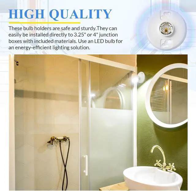 Alt view image 6 of 6 - 10 Pcs E26 Medium Base Light Socket Replacement, Ul Listed Keyless Ceiling Lamp Holder, Light Bulb Socket, Compatible with LED CFL Incandescent Bulbs, 660w 250v (Phenolic Resin)