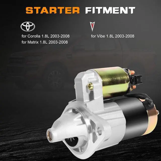 Alt view image 2 of 7 - New Starter Compatible for Toyota for Matrix 1.8L 2003-2008 for Toyota for Corolla 1.8L 2003-2008, 0.6kW/12 Volt Starter 336-1768 17841