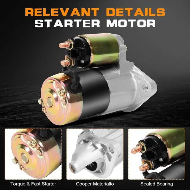 Alt view image 5 of 7 - New Starter Compatible for Toyota for Matrix 1.8L 2003-2008 for Toyota for Corolla 1.8L 2003-2008, 0.6kW/12 Volt Starter 336-1768 17841