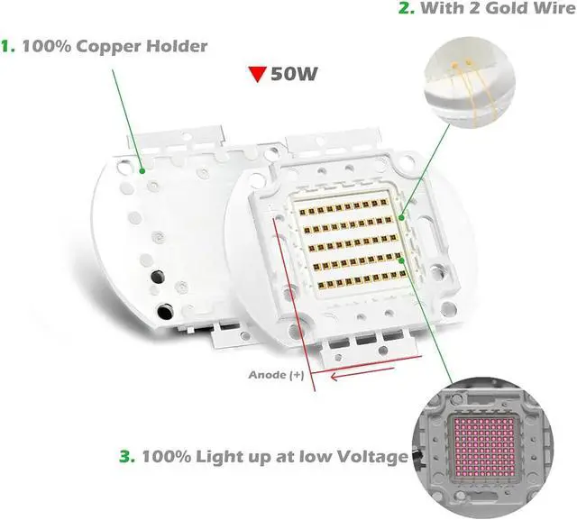 Alt view image 3 of 7 - High Power Led Chip 50W Infrared IR 850nm | (1500mA / DC 14V - 16V / 50 Watt) SMD COB Light Emitter Diode Components Night Vision Bulb Lamp Beads for DIY Lighting