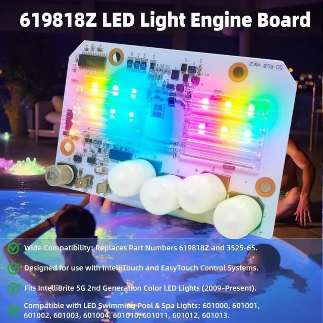 Alt view image 3 of 7 - New Upgrade 619818Z LED Light Engine Board | Replacement for IntelliBrite 5G Color LED Pool Light 2nd Generation 601000 601001 601002 601003 Circuit Board