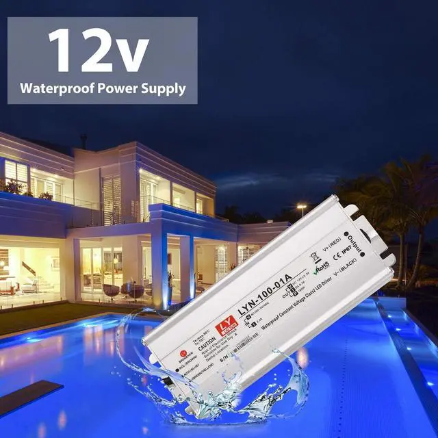 Alt view image 3 of 7 - LED Driver 100 Watts 110V AC to 12V DC Low Voltage Output, IP67 Waterproof Power Low Voltage Transformer Adapter with 3 pin Plug LED Cable for LED Light bar, Indoor and Outdoor Light String