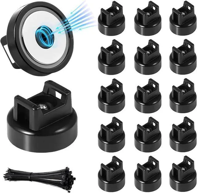 Main image of 15 Pcs zbab1 Magnetic Zip Tie Mount Base, 45LBS Strong Magnetic Wire Holder & Cable Clips,Magnetic cable management for cars, offices, homes, and boats Diameter 32mm