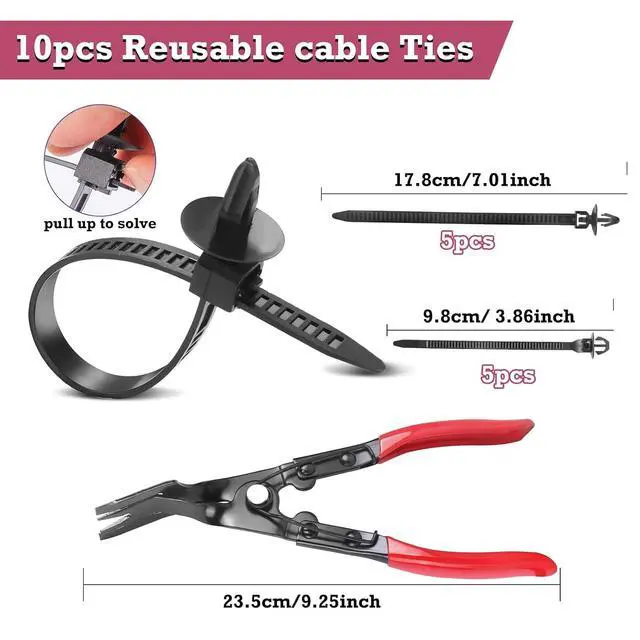Alt view image 4 of 7 - Car Retainer Clips & Fasteners Kit 33 Universal Sizes Nylon Bumper, Fender Rivets, Door Panel Clips, and Plastic Rivets with 10 Cable Ties and Removal Tool for Toyota, Ford (2080pcs)