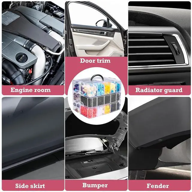 Alt view image 5 of 7 - Car Retainer Clips & Fasteners Kit 33 Universal Sizes Nylon Bumper, Fender Rivets, Door Panel Clips, and Plastic Rivets with 10 Cable Ties and Removal Tool for Toyota, Ford (2080pcs)
