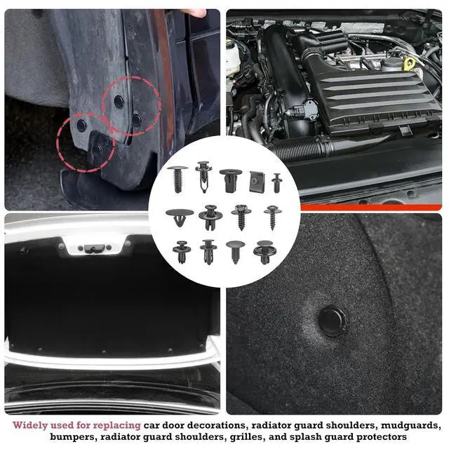 Alt view image 7 of 7 - Car Retainer Clips & Fasteners Kit 33 Universal Sizes Nylon Bumper, Fender Rivets, Door Panel Clips, and Plastic Rivets with 10 Cable Ties and Removal Tool for Toyota, Ford (2080pcs)