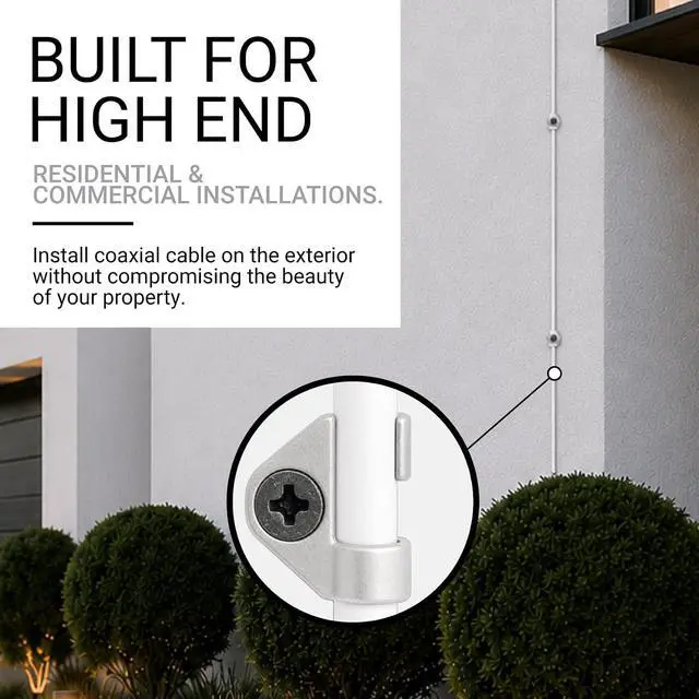Alt view image 4 of 6 - Metal Coax Cable Clips, Patented Heavy-Duty RG6 Clips with Corrosion-Resistant Outdoor Screws, Anti-Sag Clamping Design Fits Standard, Dual, Tri & Quad Shield RG6 Cable (50 pack)