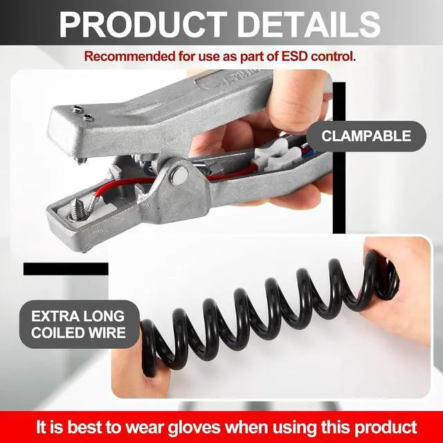 Alt view image 3 of 7 - 2 Sets Insulated Ground Cable Clip 16.4ft Coiled Grounding Anti Static Wire with Clamp for Gas Stations, Oil Depots, Refineries