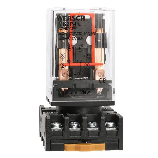 Alt view image 4 of 7 - 10 Pack MK2P-I General Purpose Electromagnetic Power Relay, AC 110V Coil, 8-Pin DPDT Relay with Base Socket PF083A for Industrial Control, HVAC, Motor Automation