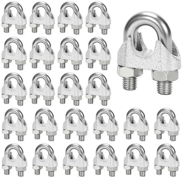 Main image of 25 Pcs 1/2" M13 Wire Rope Clip Cable Clamps, Galvanized U-Bolt Saddle Fasteners for Fixed Tent Rope, Wire Rope, Wire Cable, Clothes Lines