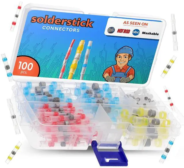Main image of Waterproof Solder Seal Wire Connectors Kit, Electrical Insulated Wire Splice Heat Shrink Wire Connectors with 4 Gauges - 12-10, 16-14, 22-18, 26-24 AWG (100)