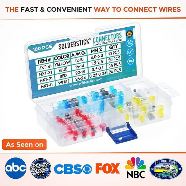 Alt view image 3 of 7 - Waterproof Solder Seal Wire Connectors Kit, Electrical Insulated Wire Splice Heat Shrink Wire Connectors with 4 Gauges - 12-10, 16-14, 22-18, 26-24 AWG (100)