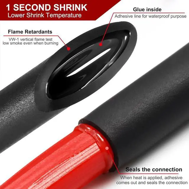 Alt view image 5 of 7 - 3:1 Ratio 5" LARGE (125mm) Heat Shrink Tubing - Marine Grade Waterproof Adhesive Lined - 4Ft Roll (1.22M Total Length) Black Polyolefin Sleeving Wrap Shrinking 3 to 1 Ratio 1pcs