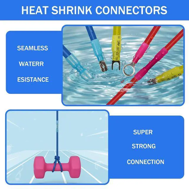 Alt view image 6 of 7 - 710Pcs Heat Shrink Wire Connectors Kit, Marine Grade Tinned Copper Electrical Terminals, Waterproof Ring Fork Spade Butt Connectors for Automotive Boat Wiring