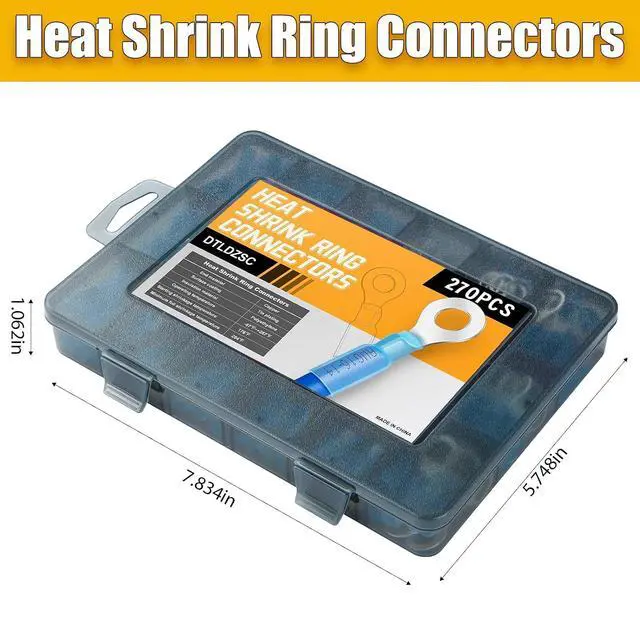 Alt view image 7 of 7 - 270PCS Marine Grade Heat Shrink Wire Connectors-Electrical Connectors Kit of Tinned Red Copper,Crimp Insulated Ring Fork Spade Butt Splice AWG16-14 Gauge (270pcs Blue, AWG 16-14)