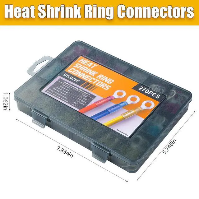 Alt view image 7 of 7 - 270PCS Marine Grade Heat Shrink Wire Connectors-Electrical Connectors Kit of Tinned Red Copper,Crimp Insulated Ring Fork Spade Butt Splice AWG22-16 16-14 12-10 Gauge (270Pcs Kit, AWG 22-10)