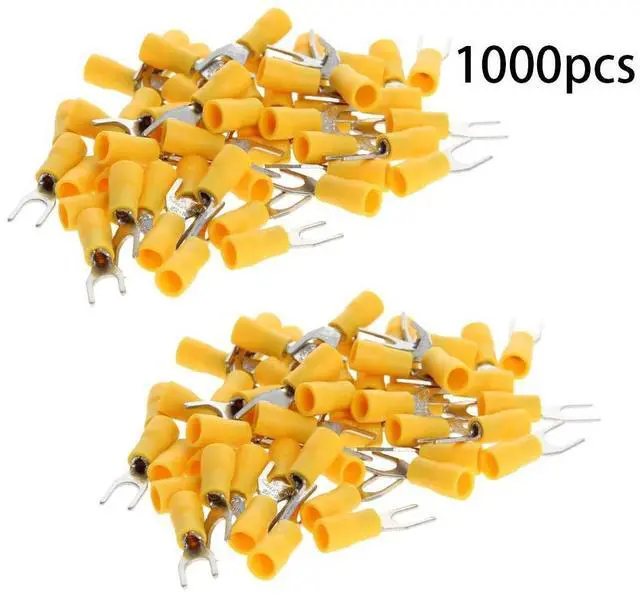 Alt view image 3 of 3 - Pre Insulated U-Type Red Copper Crimp Terminals SV1.25-4S Wire Connectors for DIY Electrical Wirings Outdoor Applications Yellow 1000pcs