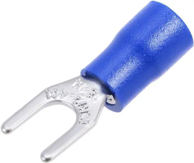 Main image of 1000Pcs SV2-4M Insulated Fork Spade U-Type Wire Connector Electrical Crimp Terminal 16-14AWG Blue