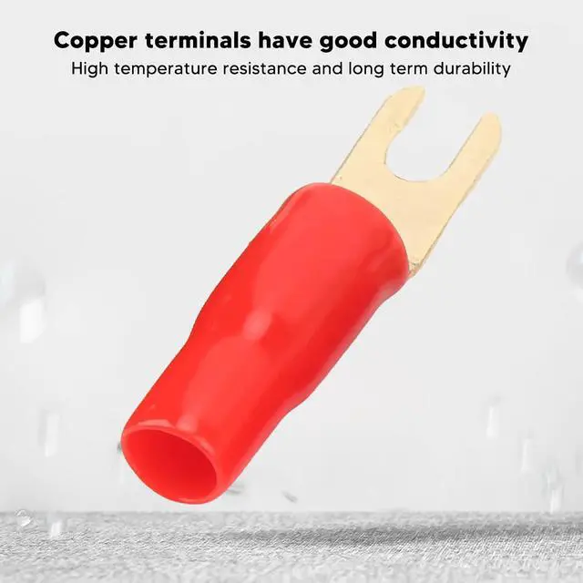 Alt view image 7 of 7 - 50Pcs 8 Gauge Fork Spade U Type Wire Connectors Electrical Crimp Terminals Copper Wire Lugs for Distribution Box Solar Panels Marine Home Applications