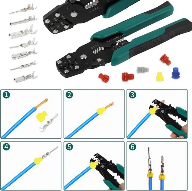 Alt view image 6 of 7 - 812Pcs Pin Connector Kit with Crimping Pliers - Terminal Pin 1/1.5/1.8/2/2.2/2.3/2.8/3.5mm Non-Insulated Plug Removal Male & Female Wire Pins - Automotive Car Electrical