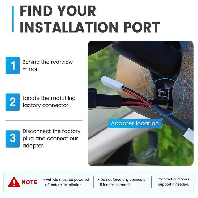 Alt view image 3 of 7 - Dash Cam Power Adapter,(10P Type A)Fit Select Infiniti/Mazda/Nissan/Subaru,Connect to Auto-Dimming Rearview Mirror,Built-in Hide Power Adapter Charging Cable for Garmin Nuvi GPS Dashcam Mirror Camera