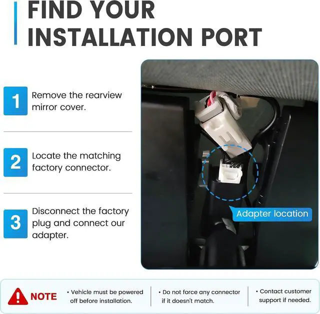 Alt view image 4 of 7 - Dash Cam Power Adapter,(10P Type H) Compatible with Select Hyundai/Kia,Connect to Auto-Dimming Rearview Mirror,Built-in Hide Power Adapter Charging Cable for Garmin Nuvi GPS Dashcam Mirror Camera