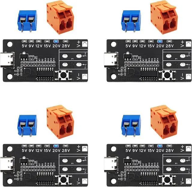 Main image of 4PCS USB-C PD3.0/3.1 QC Trigger Module USB-C PD 5V 9V 12V 15V 20V 28V 5A Adjustable Voltage Power Trigger Board Type-C Female Input with Indicator