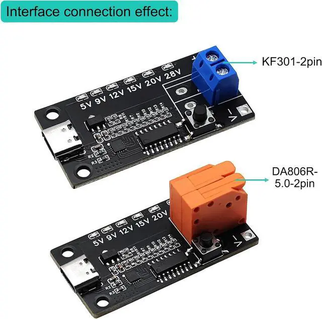 Alt view image 5 of 6 - 4PCS USB-C PD3.0/3.1 QC Trigger Module USB-C PD 5V 9V 12V 15V 20V 28V 5A Adjustable Voltage Power Trigger Board Type-C Female Input with Indicator