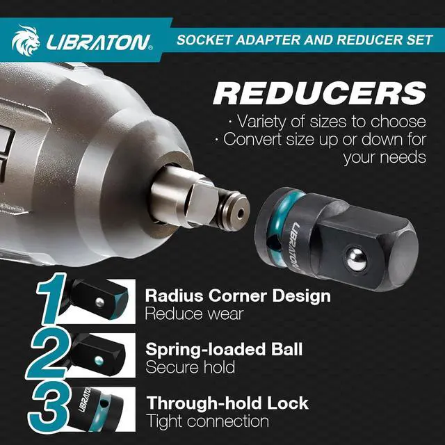 Alt view image 4 of 7 - 20PCS Socket Adapter and Reducer Set, Impact Socket Adapters, Includes Cr-V Reducers, Cr-Mo Universal Joints, Cr-V Socket Adapter Extension, XPE Foam, for Automotive Repair DIY Project