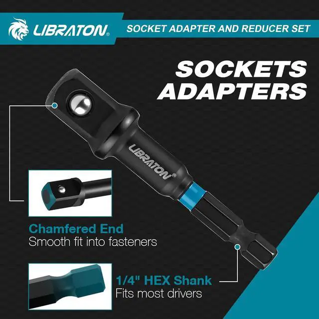 Alt view image 6 of 7 - 20PCS Socket Adapter and Reducer Set, Impact Socket Adapters, Includes Cr-V Reducers, Cr-Mo Universal Joints, Cr-V Socket Adapter Extension, XPE Foam, for Automotive Repair DIY Project