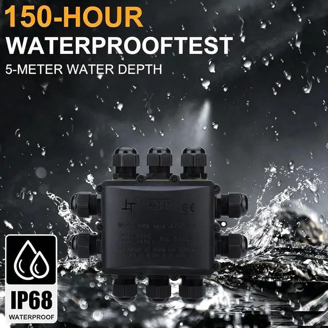 Alt view image 2 of 7 - Waterproof Junction Box - IP68 10 Way M25 Large Outdoor Electrical Box for 4-14mm Cables, Heavy Duty Multi Wire Connector for Garden Underground and Exterior Power Wiring