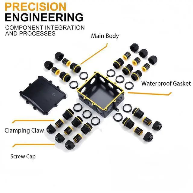 Alt view image 4 of 7 - Waterproof Junction Box - IP68 10 Way M25 Large Outdoor Electrical Box for 4-14mm Cables, Heavy Duty Multi Wire Connector for Garden Underground and Exterior Power Wiring