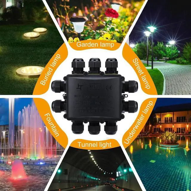 Alt view image 6 of 7 - Waterproof Junction Box - IP68 10 Way M25 Large Outdoor Electrical Box for 4-14mm Cables, Heavy Duty Multi Wire Connector for Garden Underground and Exterior Power Wiring