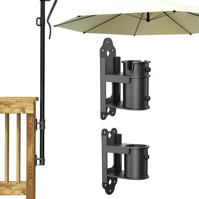 Main image of Patio Umbrella Holder, Stainless Steel Outdoor Umbrella Mount Bracket for Deck Railing, Adjustable Base Width (Fit MAX OD 2 Inch)