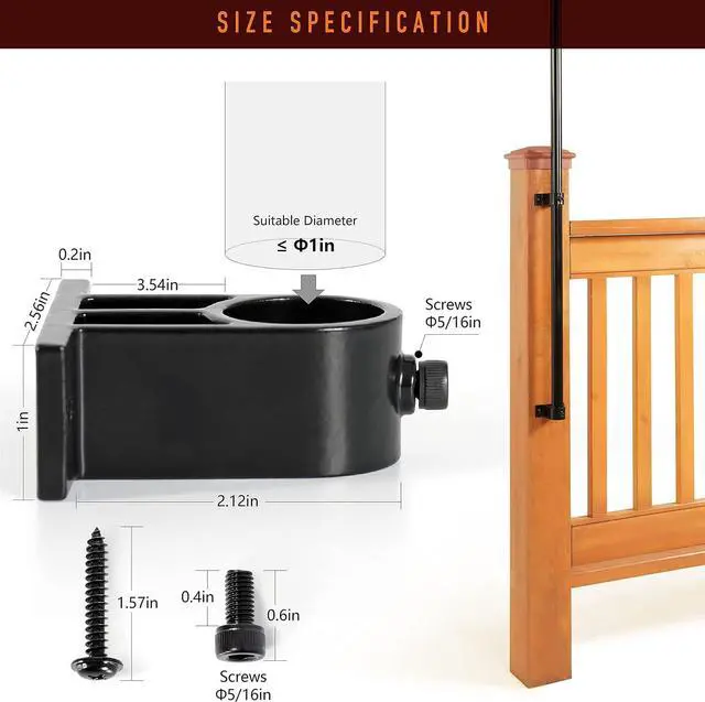 Alt view image 2 of 7 - 304 Stainless Steel Deck Torch Mount, Heavy-Duty Clamp for Torches, for Railings with 3/4 "and 1" OD, for Patio, Wooden Deck, Lamp Holders, Poles, Brackets (4 Sets, 1 Inches)