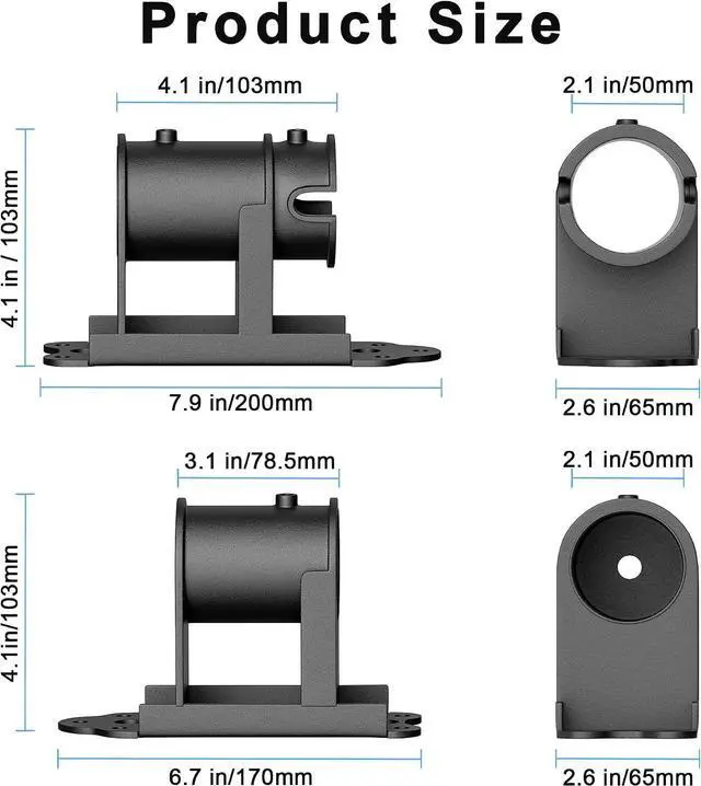 Alt view image 7 of 7 - Patio Umbrella Holder, Stainless Steel Outdoor Umbrella Mount Bracket for Deck Railing, Adjustable Base Width (Fit MAX OD 2 Inch)