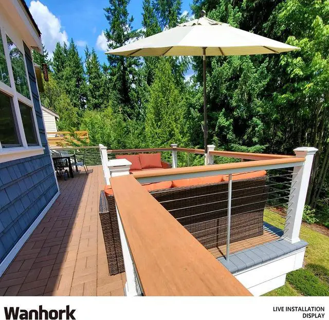 Alt view image 2 of 6 - Heavy Duty 304 Stainless Steel Patio Umbrella Holder, for Outdoor Fixed Deck Railing (Fit Max OD 1.9 Inch) Sun Umbrella Base and Bracket(Post, White)