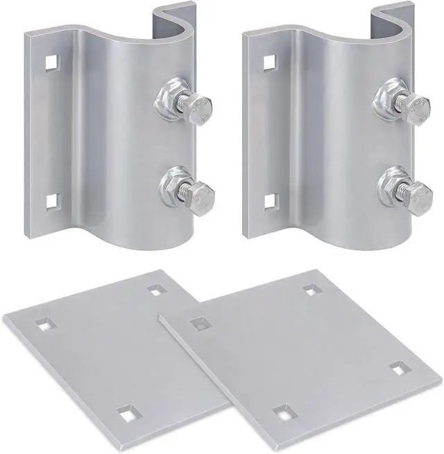 Main image of Dock Brackets Hardware,Dock Post Hardware,Stationary Dock Side Leg Pipe Holder Sleeve Pole Bracket,Heavy Duty, Includes 2 Pipe Brackets + 2 Backer Plate + Carriage Bolts