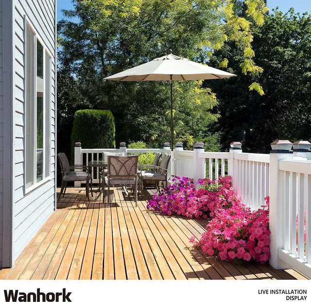 Alt view image 6 of 6 - Heavy Duty 304 Stainless Steel Patio Umbrella Holder, for Outdoor Fixed Deck Railing (Fit Max OD 1.9 Inch) Sun Umbrella Base and Bracket(Post, White)