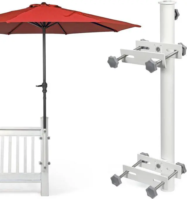 Main image of 304 Stainless Steel Patio Umbrella Holder, Heavy-Duty Umbrella Deck Mount, for Outdoor Umbrella Holder for Deck Railing,Post Deck Umbrella Mount (Post, White)