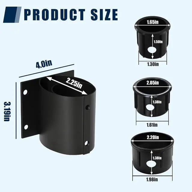 Alt view image 4 of 5 - USA Full Aluminum Non-Rust Deck Umbrella Mount, Heavy Duty Metal Patio Umbrella Base Stand, 2 Piece Outdoor Umbrella Holder for Deck Railing, Black